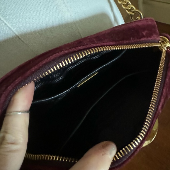 Prada Velluto with chain handbag Milano in Maroon Dark Red Velvet - Picture 6 of 7